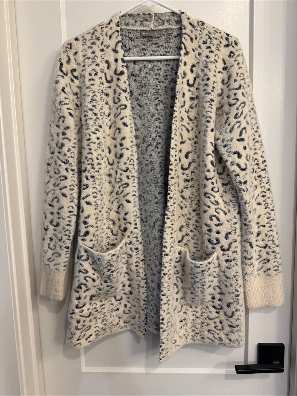 Evolution by Cyrus Cozy Open-Front Leopard Print Cardigan - Cream/Black